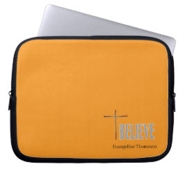Capa Para Notebook Acredite Cruz Cristã Nome Personalizado Senhoras