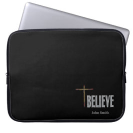 Capa Para Notebook Acredite no nome personalizado da Cruz Cristã Blac