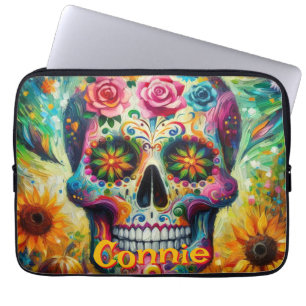 Capa Para Notebook Açúcar Crânio Rosas Florais Girassol Personalizado