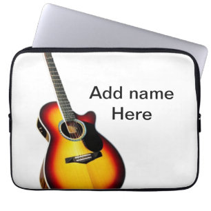 Capa Para Notebook Adicione o nome do texto guitarra acústica castanh