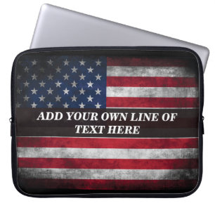 Capa Para Notebook Adicione seu texto ao sinalizador americano