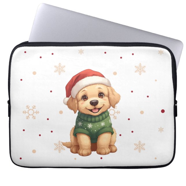 Capa Para Notebook Adorable Christmas Dog - Festive Puppy Christmas (Frente)