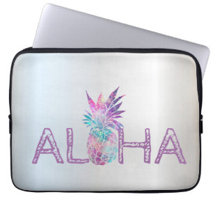 Capa Para Notebook Adorável Aloha Abacaxi Havaiano, Prata