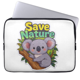 Capa Para Notebook Adorável Koala Kawaii "Salve a Natureza" 