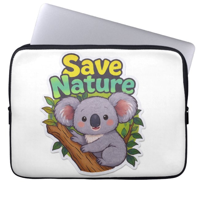 Capa Para Notebook Adorável Koala Kawaii "Salve a Natureza"  (Frente)