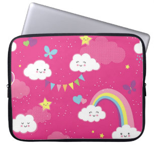 Capa Para Notebook Adorável padrão repetitivo do Rainbow Sky Rosa. Um