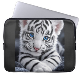 Capa Para Notebook Adorável Poster de Filhote de Tigre Branco com Olh