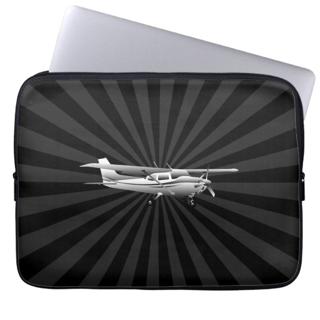 Capa Para Notebook Aeronave Cessna Silhouette Voando Black Sunburst (Frente)