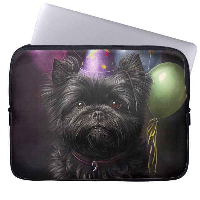 Capa Para Notebook Affenpinscher Cachorro Balões de Nascimento (Frente)