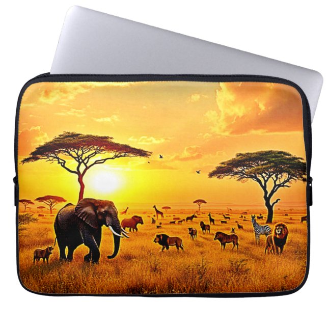 Capa Para Notebook African Sunset Safari Majestade Design (Frente)