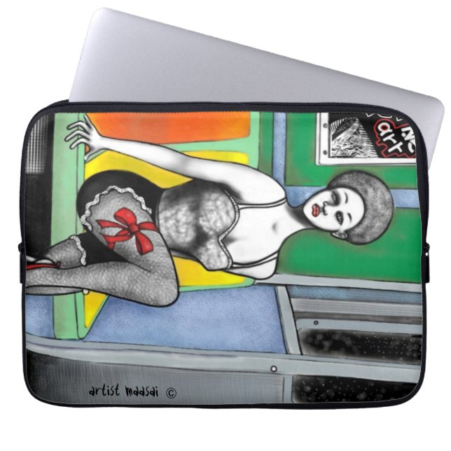 Capa Para Notebook Afro-Pin acima da bolsa de laptop (Frente)