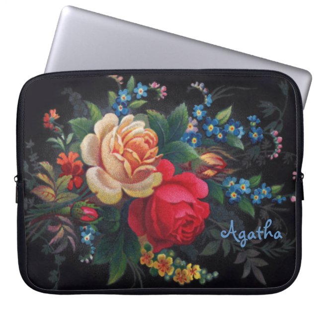 Capa Para Notebook Agatha Buquê vitoriana Neoprene Bolsa de laptop (Frente)