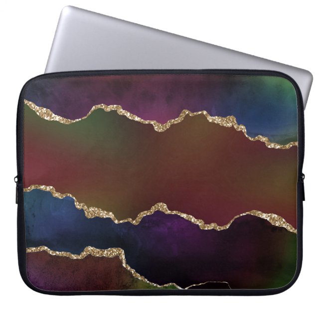 Capa Para Notebook Agato Escuro Intenso | Moody Rainbow Jewel Tone (Frente)