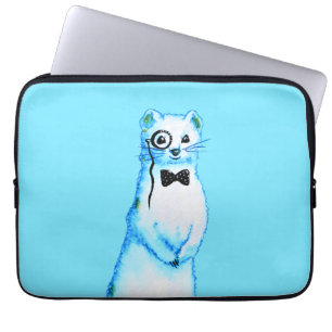 Capa Para Notebook Aguarela do cavalheiro da doninha com laço do