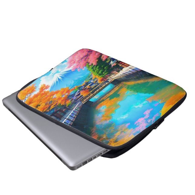 Capa Para Notebook Águas Tranquilas: Reflexo do Mt. Fuji (Frente Inferior)