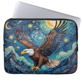 Capa Para Notebook Águia Americana em estilo Noite Estrelada de Van G