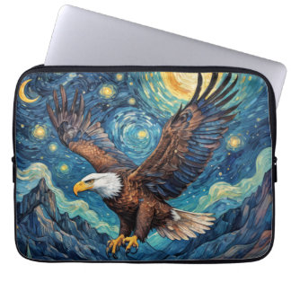 Capa Para Notebook Águia Americana em estilo Noite Estrelada de Van G
