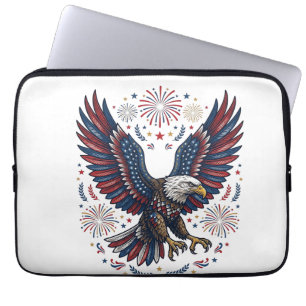 Capa Para Notebook Águia Careca Patriótica Fogos de Artifício Vetor V