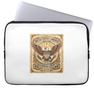 Capa Para Notebook Águia Careca Vintage Patriótica Envelhecida