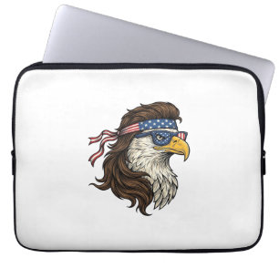 Capa Para Notebook Águia Patriótica Mullet Gravura Vintage Vetor De