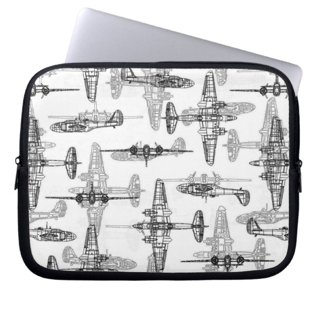 Capa Para Notebook Airplane Blueprint 1 Neoprene Laptop Sleeve (Frente)