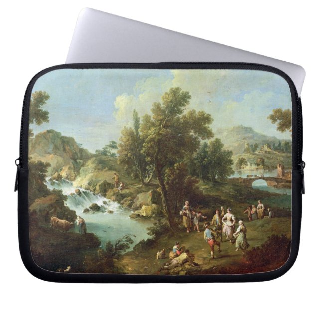Capa Para Notebook Ajardine com um rio e os camponeses da dança (óleo (Frente)