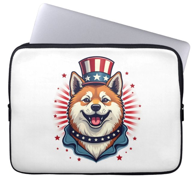 Capa Para Notebook Akita cão com independência (Frente)