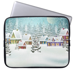 Capa Para Notebook Aldeia de inverno: cena de neve