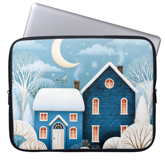 Capa Para Notebook Aldeia de Inverno da Lua Aconchegante Casa de Camp (Frente)