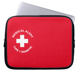 Capa Para Notebook Alerta Médico Personalizado Vermelho Diabético