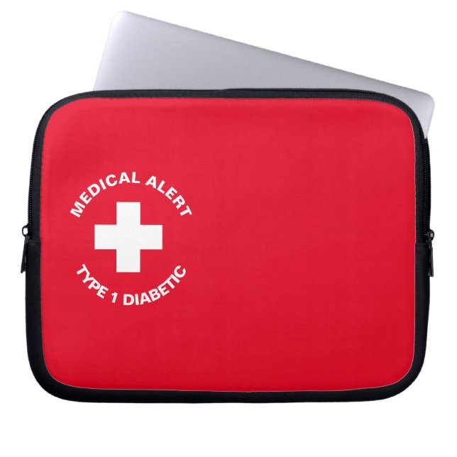 Capa Para Notebook Alerta Médico Personalizado Vermelho Diabético (Frente)