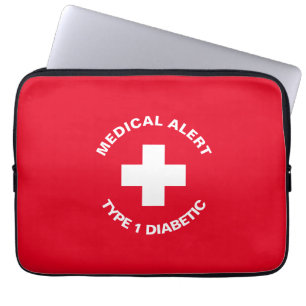 Capa Para Notebook Alerta Médico Personalizado Vermelho Diabético