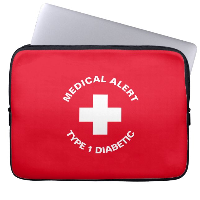 Capa Para Notebook Alerta Médico Personalizado Vermelho Diabético (Frente)