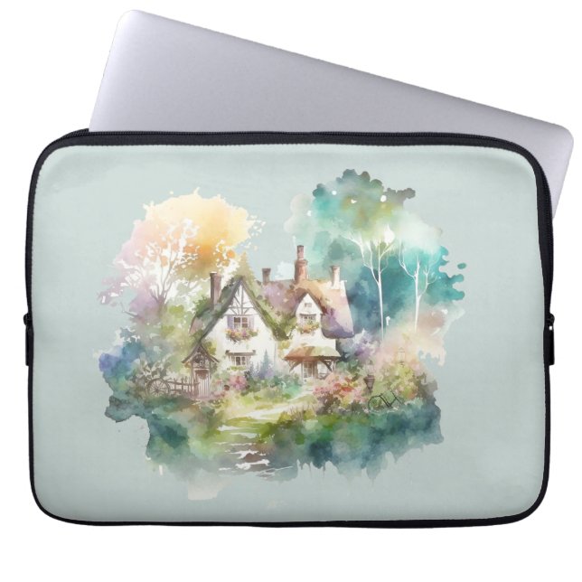 Capa Para Notebook Algodão em Inglês Pastel Watercolor (Frente)