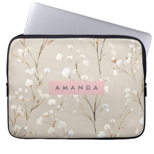 Capa Para Notebook Algodão Neutro Elegante Personalizado Florido