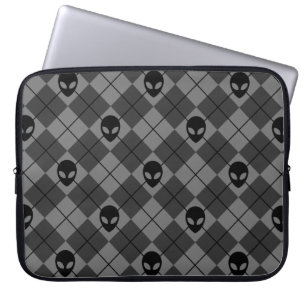 Capa Para Notebook Alienígena Preto e Cinza Padrão Argyle