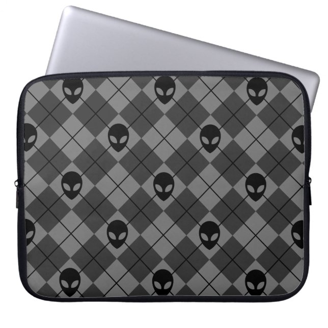 Capa Para Notebook Alienígena Preto e Cinza Padrão Argyle (Frente)
