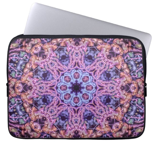 Capa Para Notebook Alienígena Psicodélico Roxo Caleidoscópico Mandala (Frente)