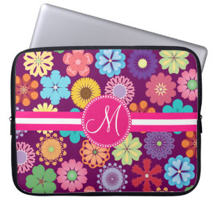 Capa Para Notebook Alinhador longitudinal floral colorido feminino de