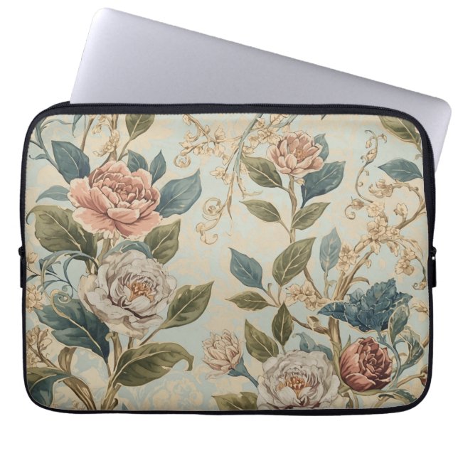 Capa Para Notebook Almofada de Luxo Elegante com Padrão de Rosas (Frente)