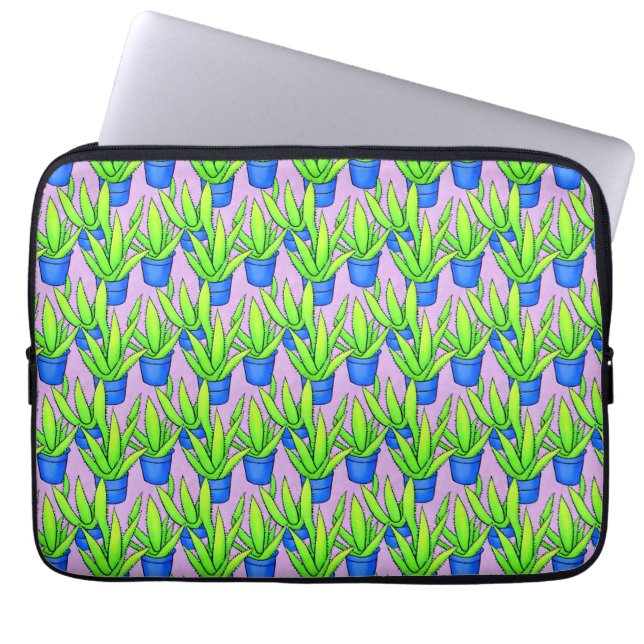 Capa Para Notebook Aloe Vera Plantas Padrão Têxtil (Frente)