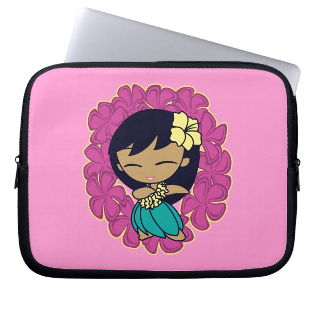 Capa Para Notebook Aloha Honys Hula Girl Plumeria Neoprene (Frente)