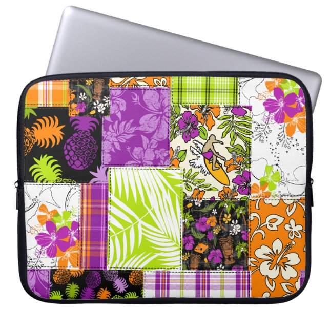 Capa Para Notebook Aloha Patchwork Hawaiai Tropical Impressões Wetcas (Frente)