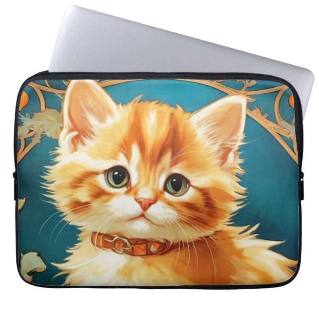 Capa Para Notebook Alphonse Mucha Art Nouveau Cat (Frente)