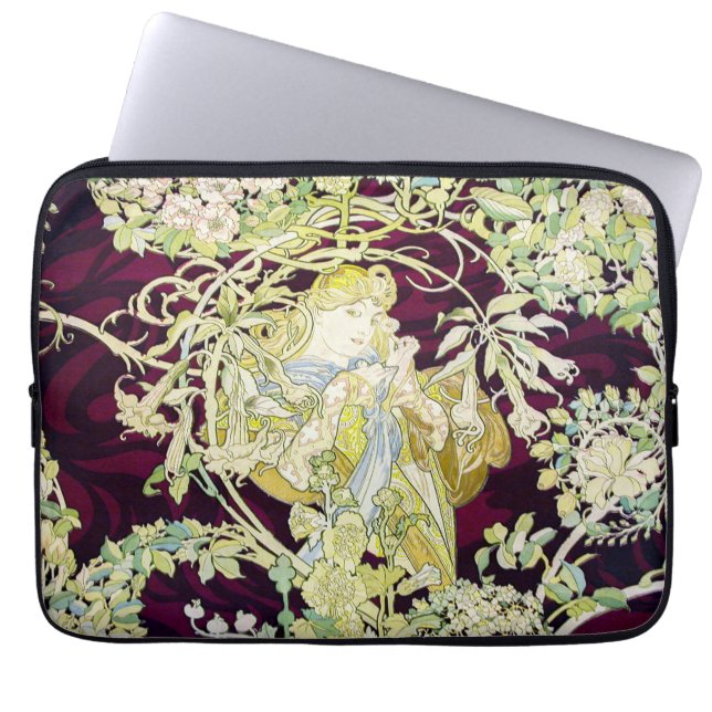 Capa Para Notebook Alphonse Mucha Mulher com Margarida Art Nouveau Ar (Frente)