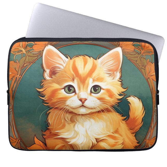Capa Para Notebook Alphonse Mucha Style Orange Cat (Frente)