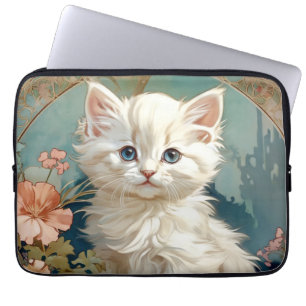 Capa Para Notebook Alphonse Mucha Style White Cat