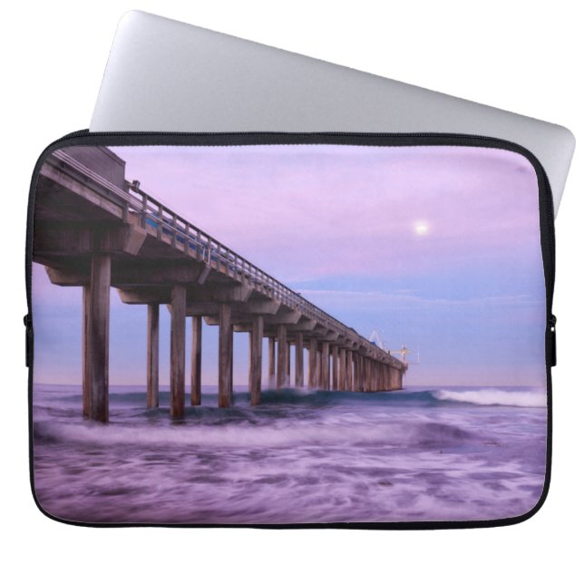 Capa Para Notebook Amanhecer roxo sobre o píer, Califórnia (Frente)