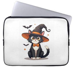 Capa Para Notebook Amantes de Gatos Bruxas Chapéu em Gato Tuxedo Dia