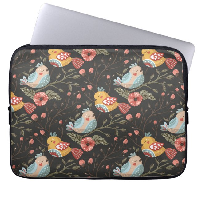 Capa Para Notebook Amar Boho Birds Padrão Floral (Frente)